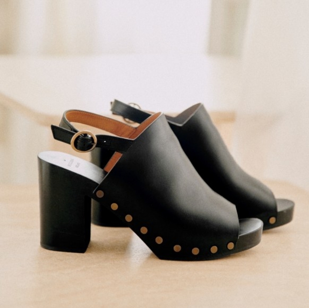 Sezane Dakota High Clogs in Smooth Black Heritage size 41